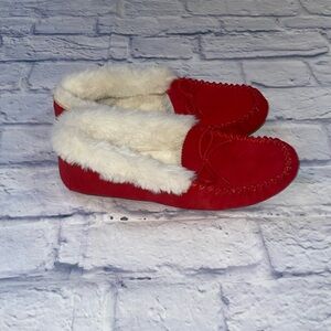 Talbots Vibrant Red Moccasins with Soft White Lining